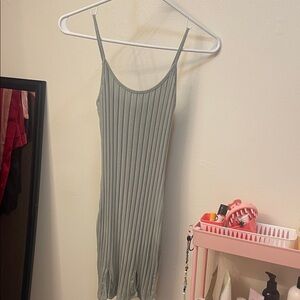 Sage Green Ribbed Dress